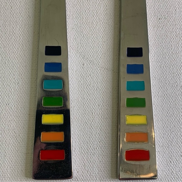 2 Fiestaware Fiesta Celebration Silverware Rainbow Flatware Knives Knife 9.25" - Picture 3 of 8